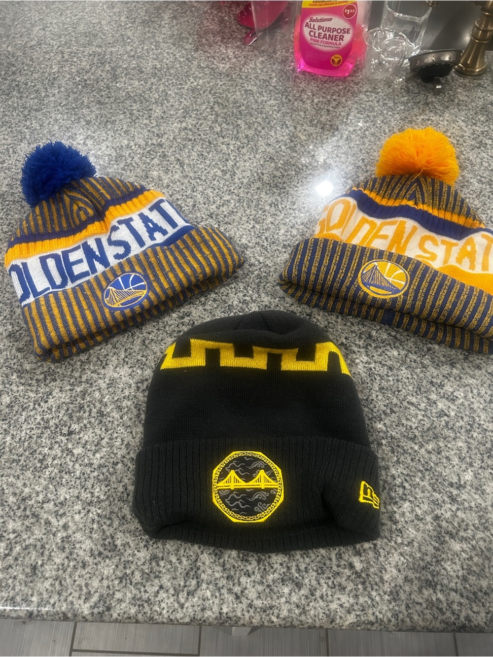 New Era Golden State Knit Beanie Hats - Blue/Yellow and Black/Yellow